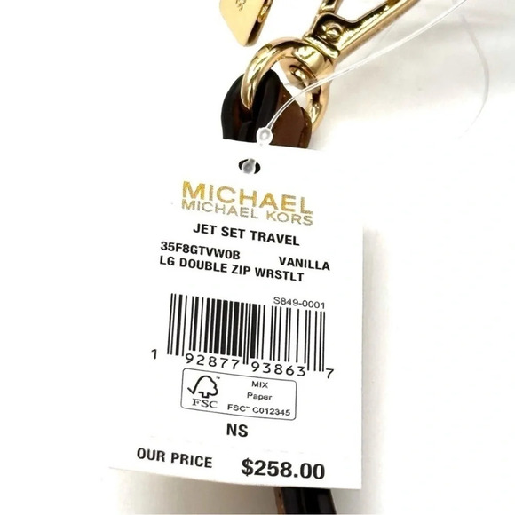 Michael Kors Double Zip Wallet Wristlet Vanilla Leather - Picture 7 of 7